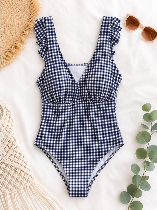Kona Sol Other - Kona Sol Blue and White Checkered Swimsuit